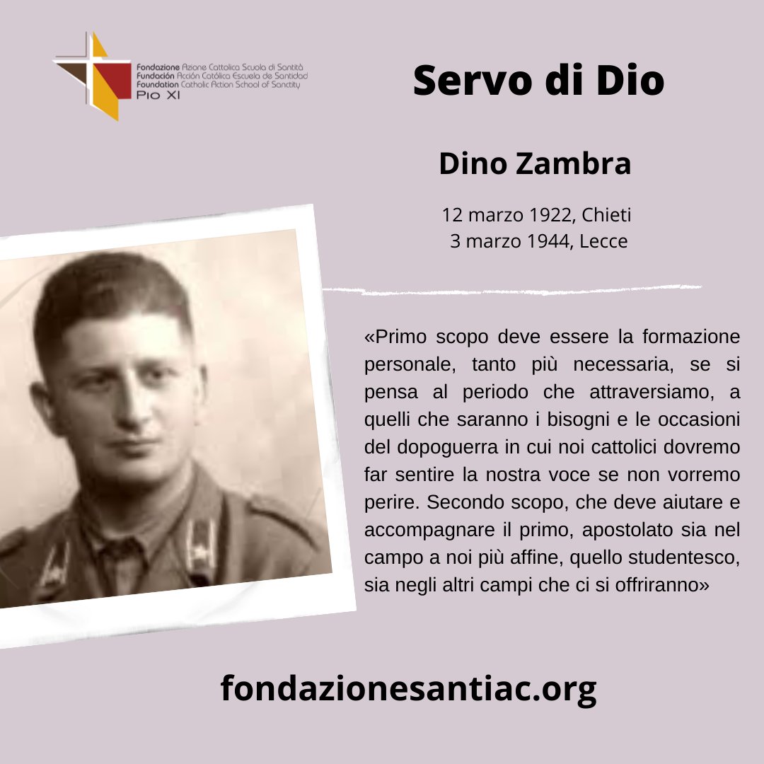 CA_Forum's tweet photo. #3marzo #ServodiDio #DinoZambra #Laico #AC #FUCI #ACscuoladisantita https://t.co/tt6LsqexX7