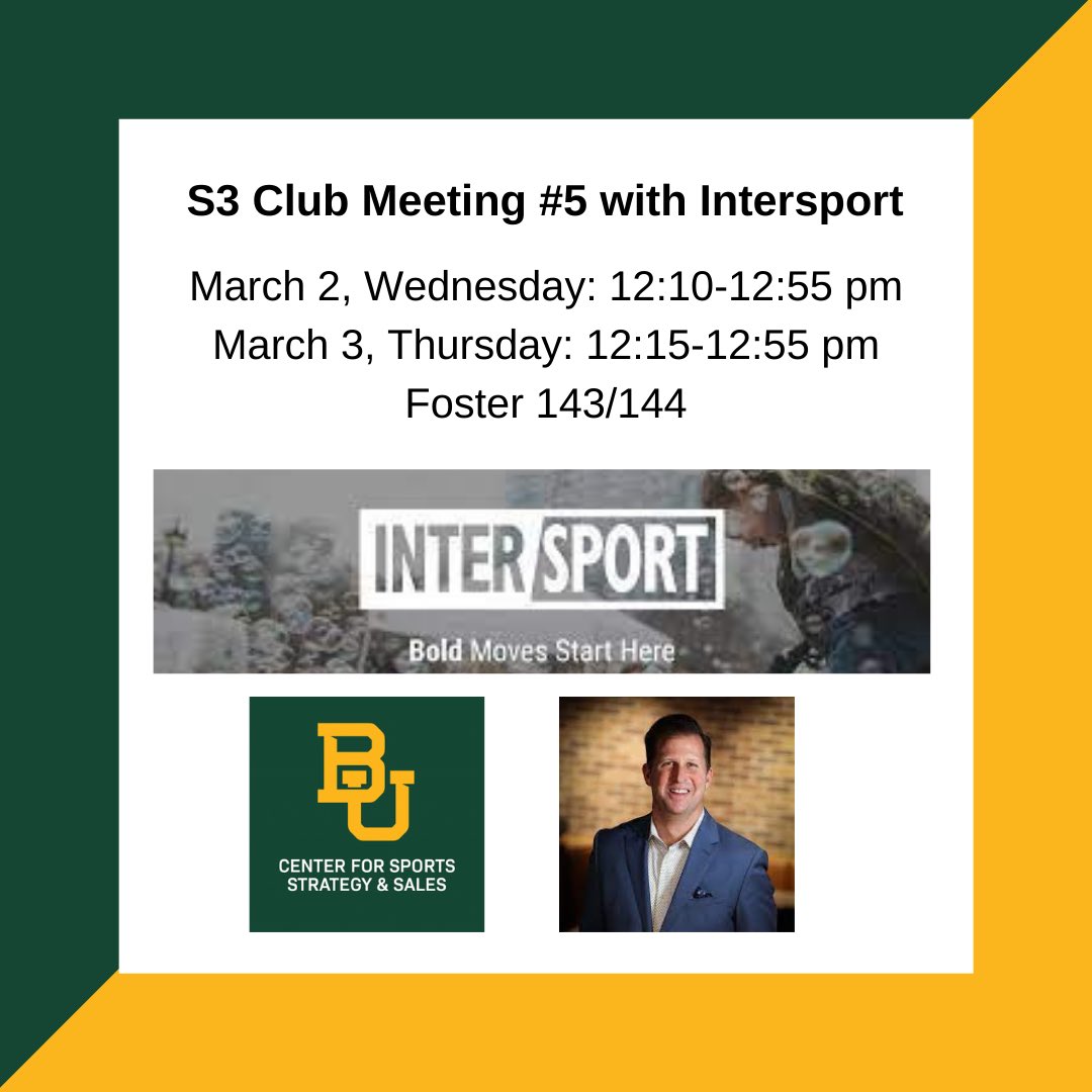 S3 Club Meeting today and tomorrow! We are so excited for our special guest Ryan McSpadden, the Executive Vice President at Intersport Global.