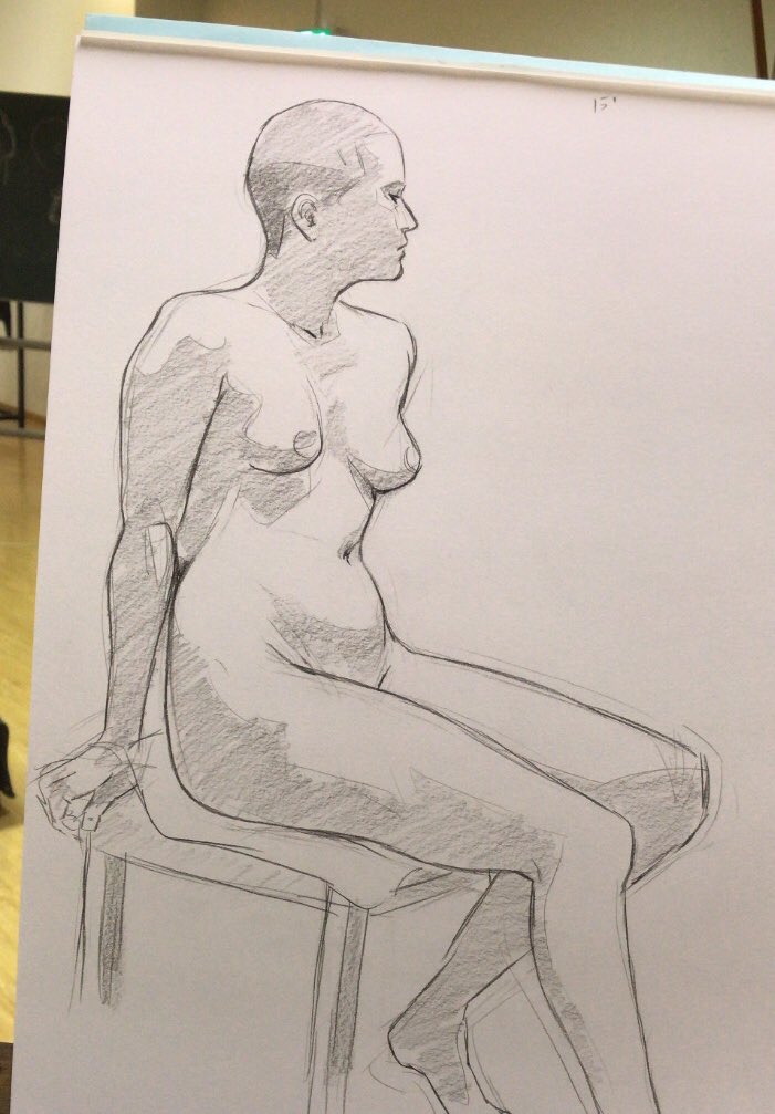 Yesterday's figure drawing class started with 5min head drawing exercises which was 130% my comfort zone. The model was amazing! 