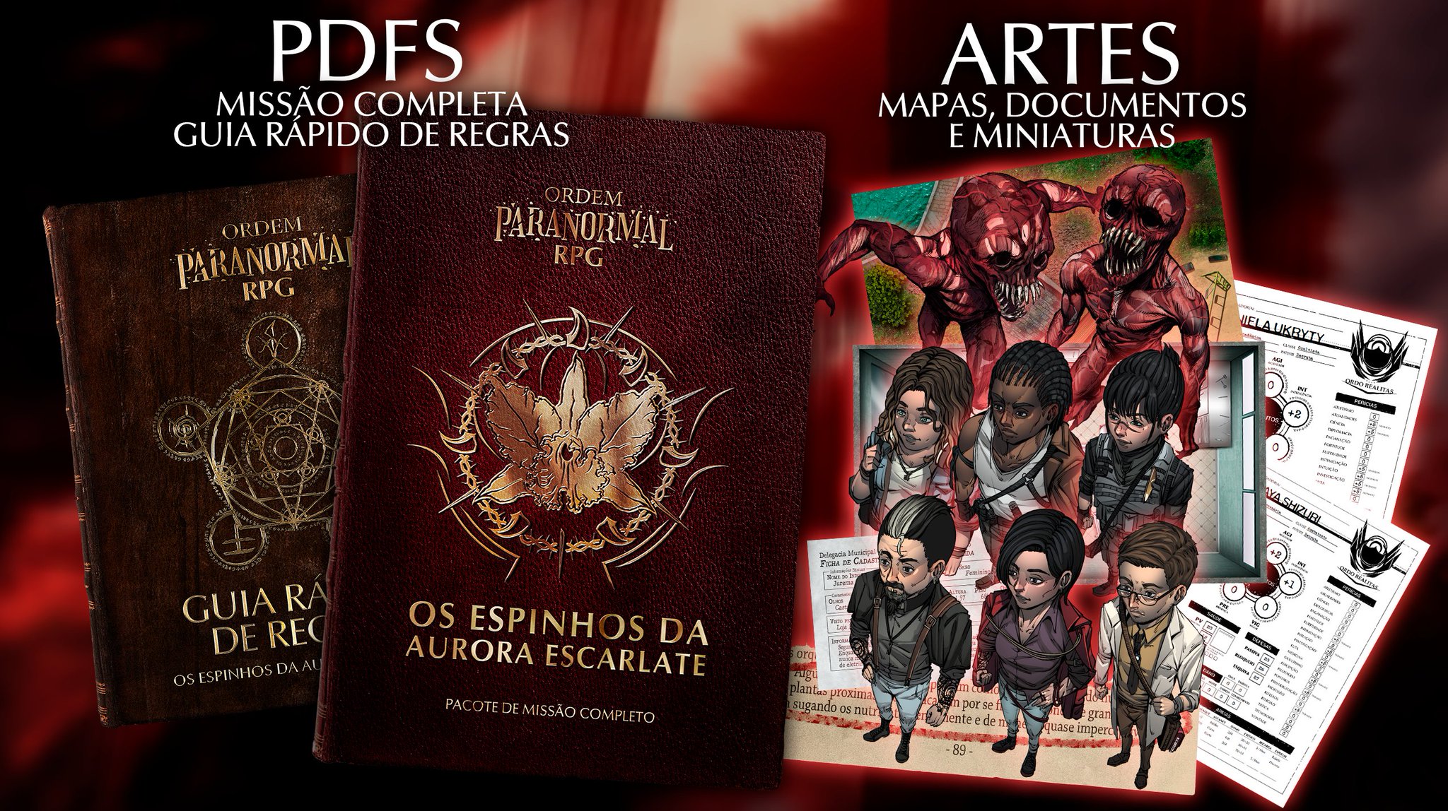 Ordem Paranormal on X: O pacote de missão vem com: A história completa da  missão (ilustrada) Fichas prontas com miniaturas dos personagens Miniaturas  de monstros e NPCs 3 mapas de batalha Guia