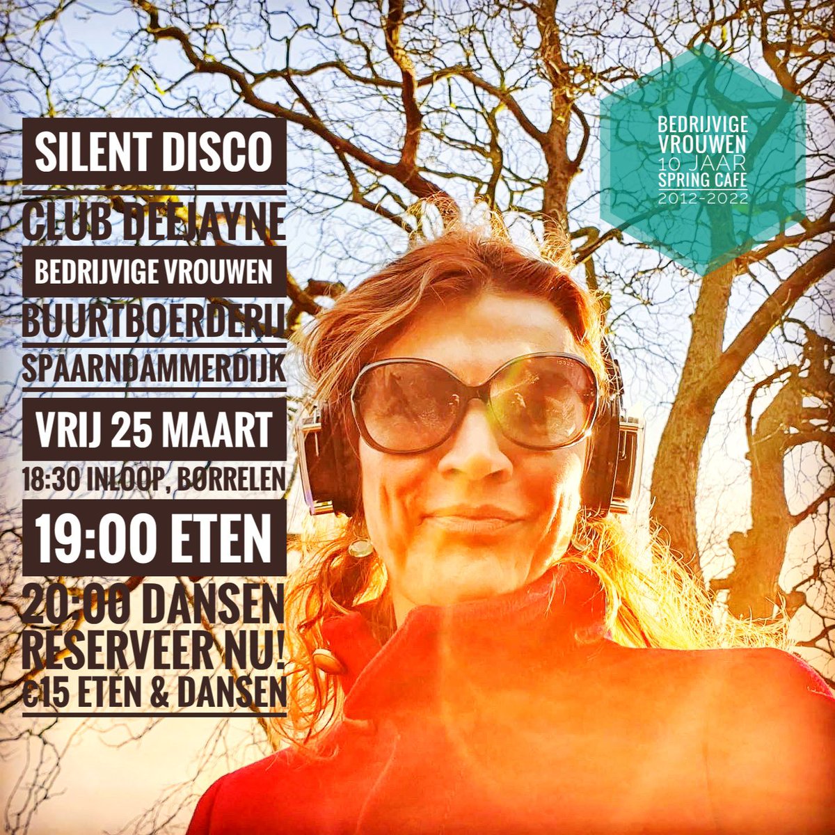 Goed nieuws Bedrijvige Vrouwen bestaat dit jaar 10 jaar. En dat vieren we op meerdere momenten.​​​​​​​​
​​​​​​​​
Zo trappen we vrij 25 mrt af met 't BV Spring Cafe met eten,  Silent Disco @deejaynedisco en   netwerken
​​​​#bedrijvigevrouwen #netwerken