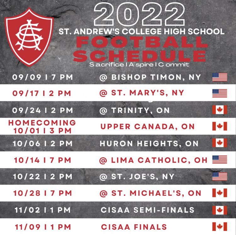 St. Andrew’s College High School Football Saints on Twitter: "2022 SCHEDULE ALERT 🚨🔥! Striving