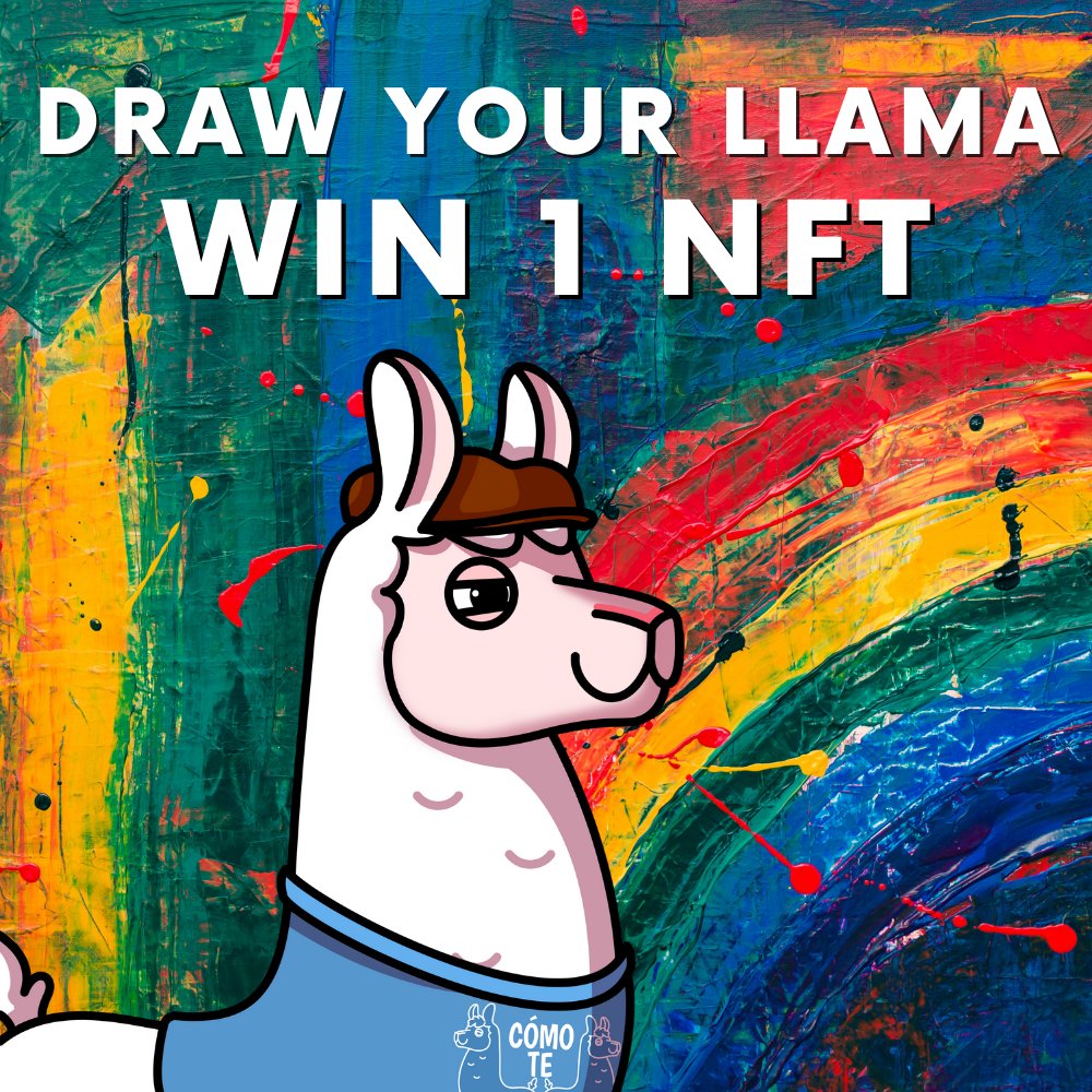 🎨 ART CONTEST 🎨

Prizes: 1 x NFT &amp; 5 x WL 🏆

☑️ Create some llama-themed art 🦙 (can be good, bad, fun, sad, or straight up weird 🤣)
☑️ Share your creation &amp; tag <a href="/ComoTeLlamasNFT/">Como Te Llamas | S◎L NFT</a>
☑️ Join: discord.com/invite/QHHR3yw…

TOP 5 will be chosen on Sunday 🧑‍🎨

#NFTGiveaway #SolanaNFTs