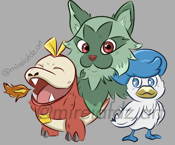 mireiafdzart's tweet photo. Bueno, ya con más calma (dentro de lo que puedo) hechos los tres #PokemonScarletViolet starters.
Encima probando con el AdobeFresco por 1era vez xD
Yo #teamsprigatito. Vosotros? xD
#feucoco #quaxly https://t.co/E2Hg1dLDT6