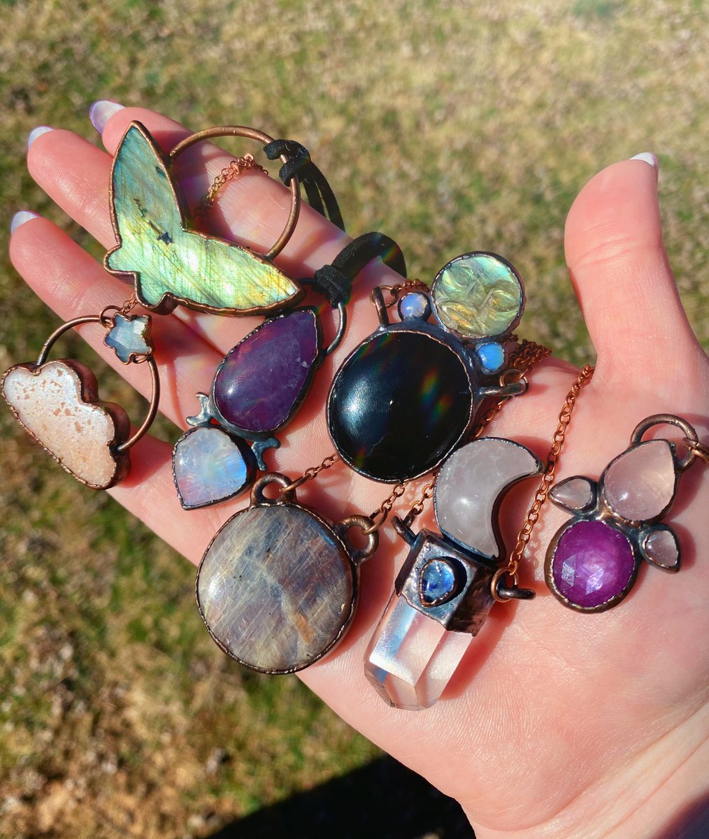 Shining the spotlight on some older pendants I still have available! 🙏🏻💖
Please share and help me find homes for them! 🥰✨ 
⬇️shop here ⬇️
moonlightmountaindesigns.com