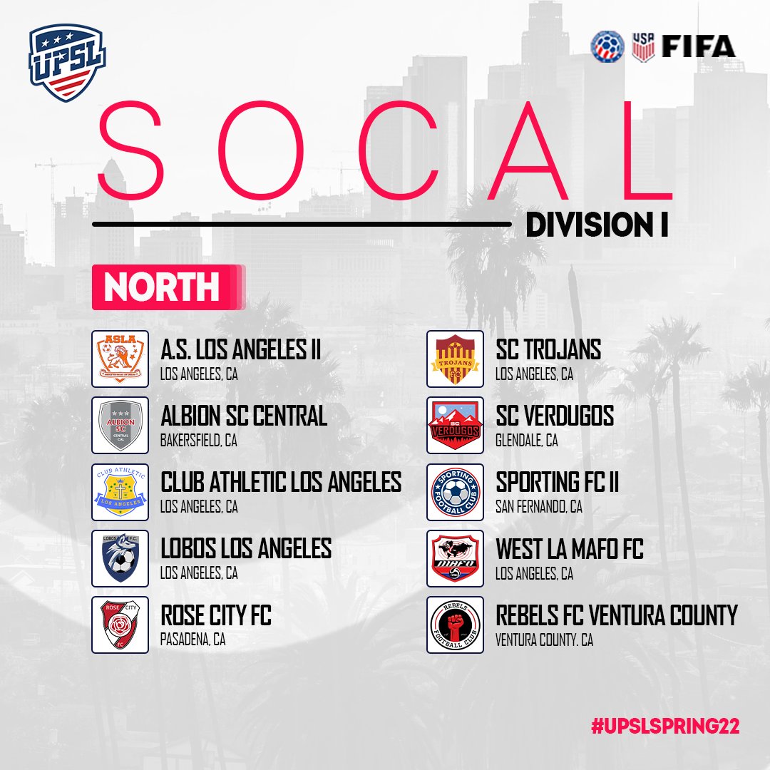 UPSL on Twitter "SoCal Conference Division I schedule is now