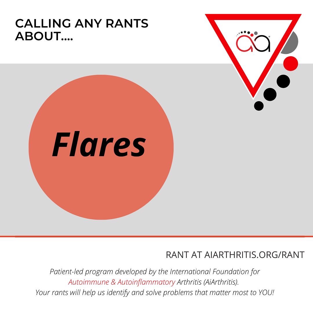 IFAiArthritis's tweet image. Flares are infuriating! And making all the more stressful is when care providers dismiss our efforts to have a conversation about treating them. Tell us what you find the most difficult about flares in the comments, or submit your own rant at aiarthritis.org/rant #Rant #AiRant