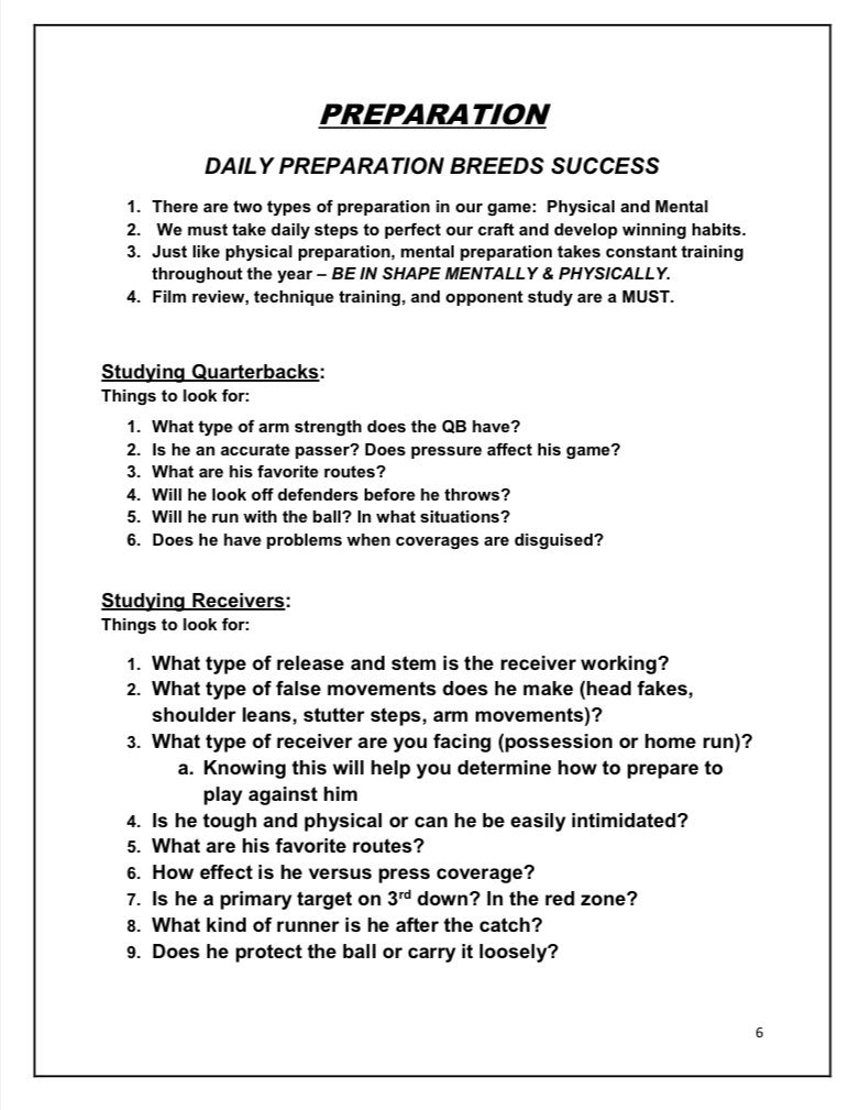 Great mental preparation for DBs!!!