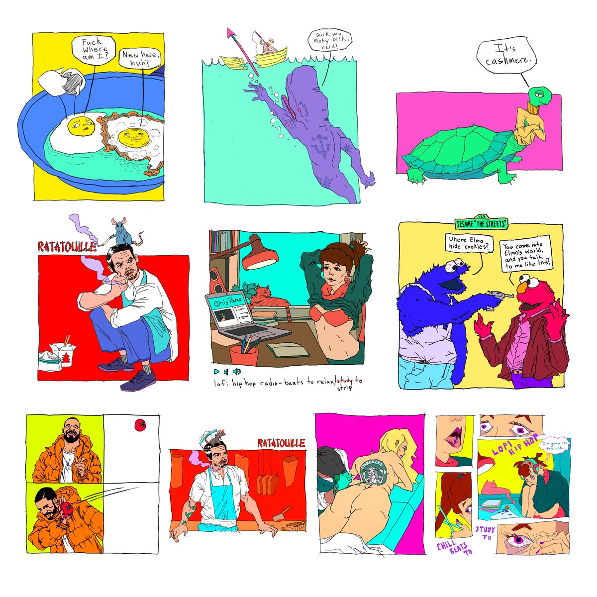 my new drop! also my Teia genesis!

10 original comics
x/20 editions of each
0.8 #XTZ 

you can find them here: teia.art/tropicalted

#NFT #nftart #CleanNFT #tropicalted