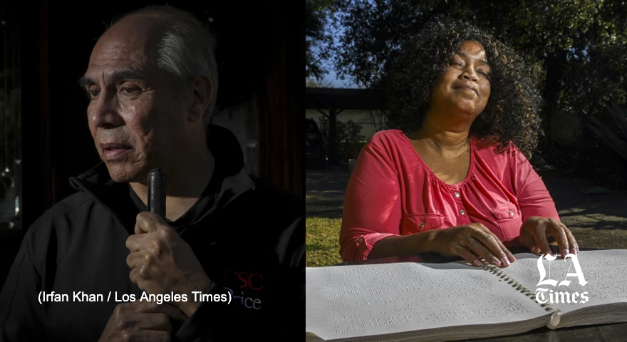 Roy Payan and Portia Mason, both blind, needed help from their community college: audio recordings of texts, computer screen reading software, classroom materials in a format they could understand, when lecture notes on a whiteboard are the norm.

latimes.com/california/sto…