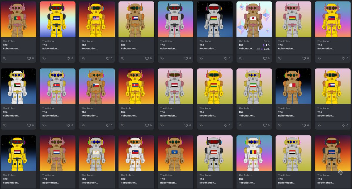 TheRobonations's tweet photo. @NFTbaghodler 🌍 Collectibles robots with flags of the world united in a single collection for peace 🕊️ https://t.co/XEe6NtOugv https://t.co/wIM8I2Ne9G