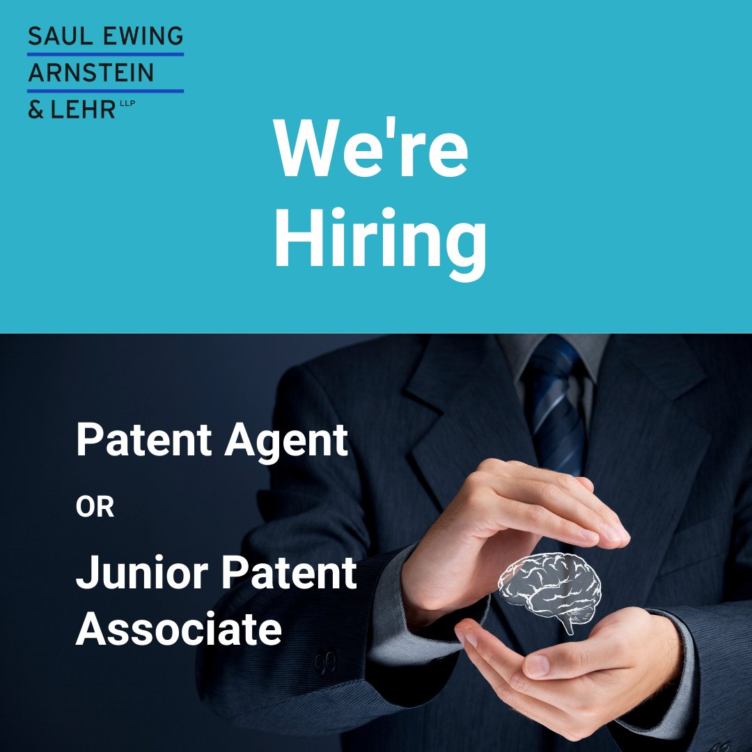SaulEwing's tweet photo. The Firm is expanding our Intellectual Property Practice. We are seeking a Patent Agent with an engineering background and 3 to 5 years of experience, OR a Junior Patent Associate with 1 to 3 years of experience.
Learn more and #apply here: https://t.co/ijpMeakfNe #SEALJobs https://t.co/sdBJPNUpLk