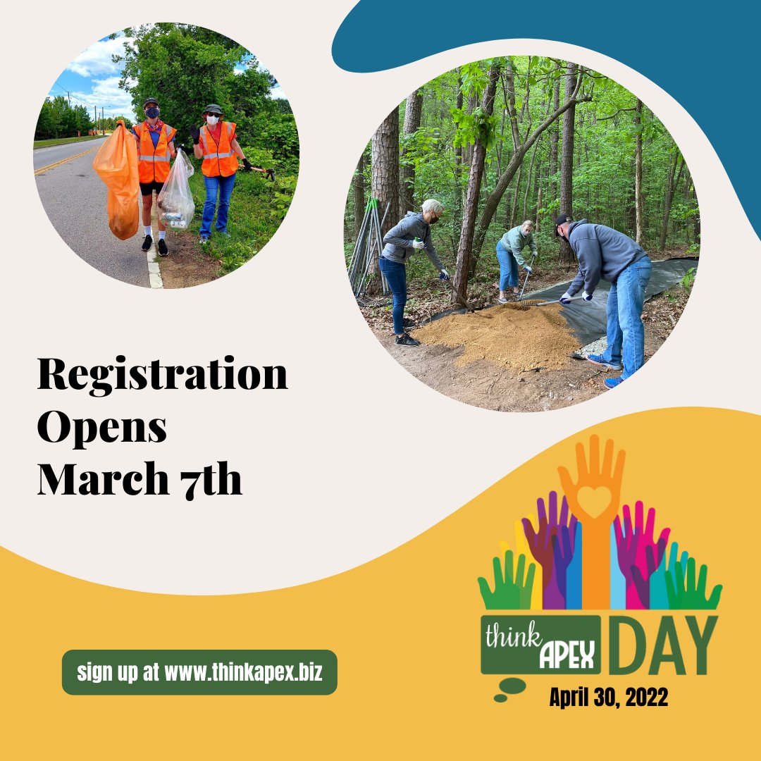 Registration for Think Apex Day opens on March 7th! This year's event takes place on Saturday, April 30th.
Register for this year's activities on March 7th at: thinkapex.biz
#thinkapex