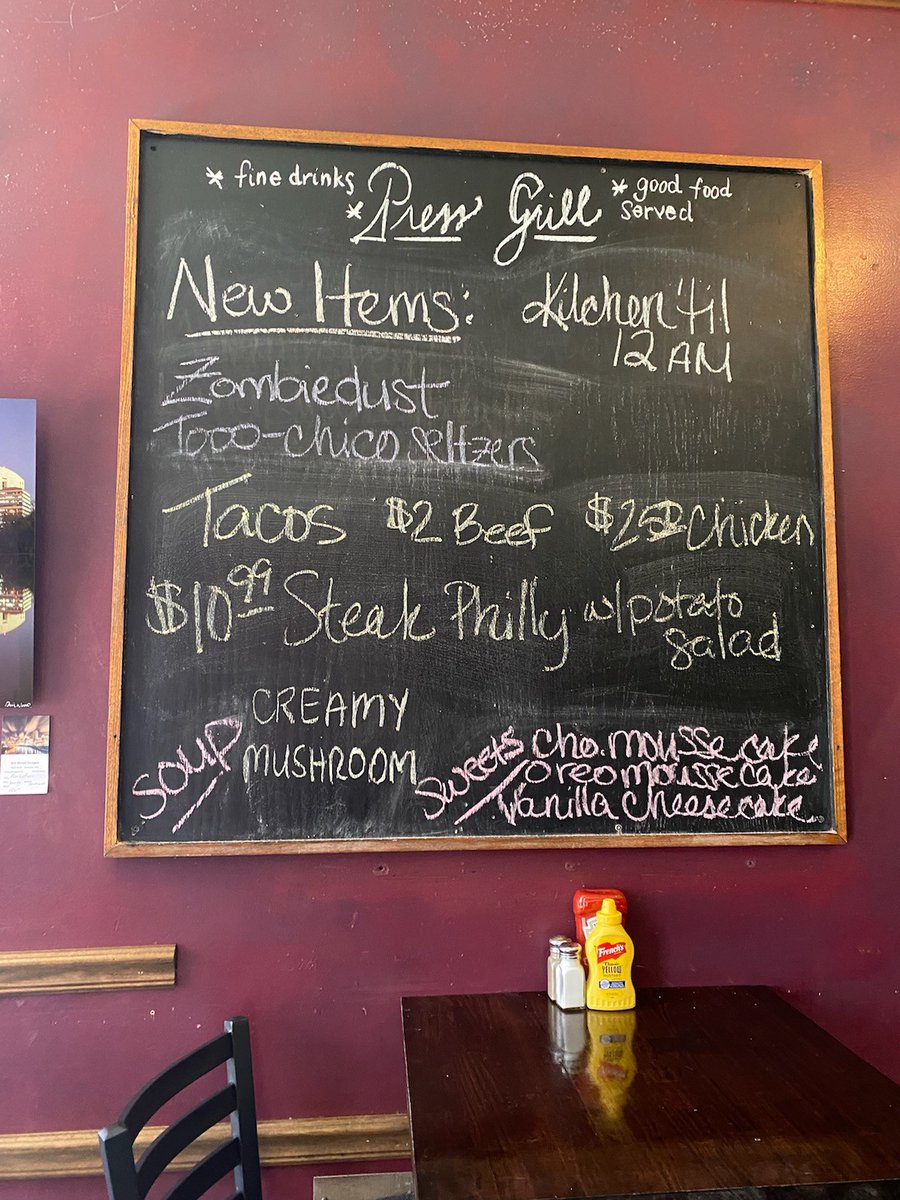 pressgrill's tweet photo. Lunches and dinners comprise a small, but still significant, part of your portfolio today. That’s why it's notable that TACOS + STEAK PHILLY are on special, and you can dine with us all day, UNTIL MIDNIGHT. Another option is to dial 298-1014, and get FULL BAR W/ TAKEOUT..! https://t.co/sqmkHO9Wsc