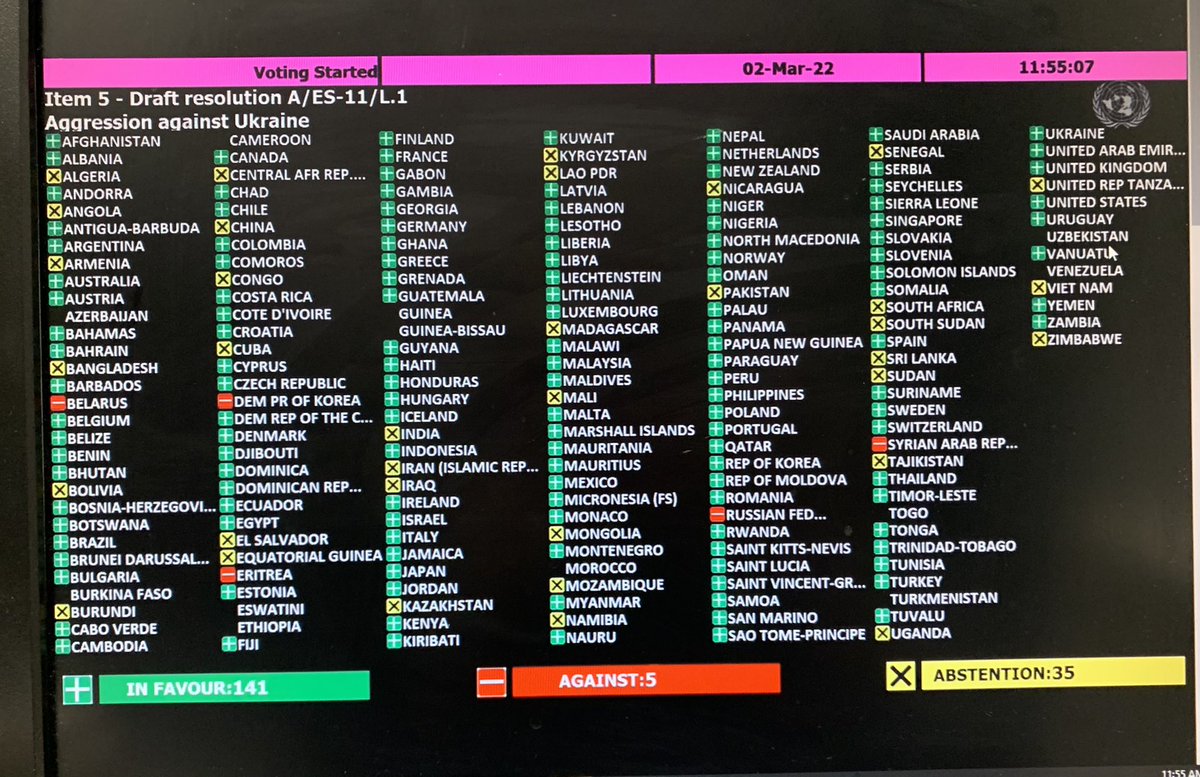 michelekelemen's tweet photo. Screenshot of the UNGA vote. https://t.co/iUYLQtuzOE