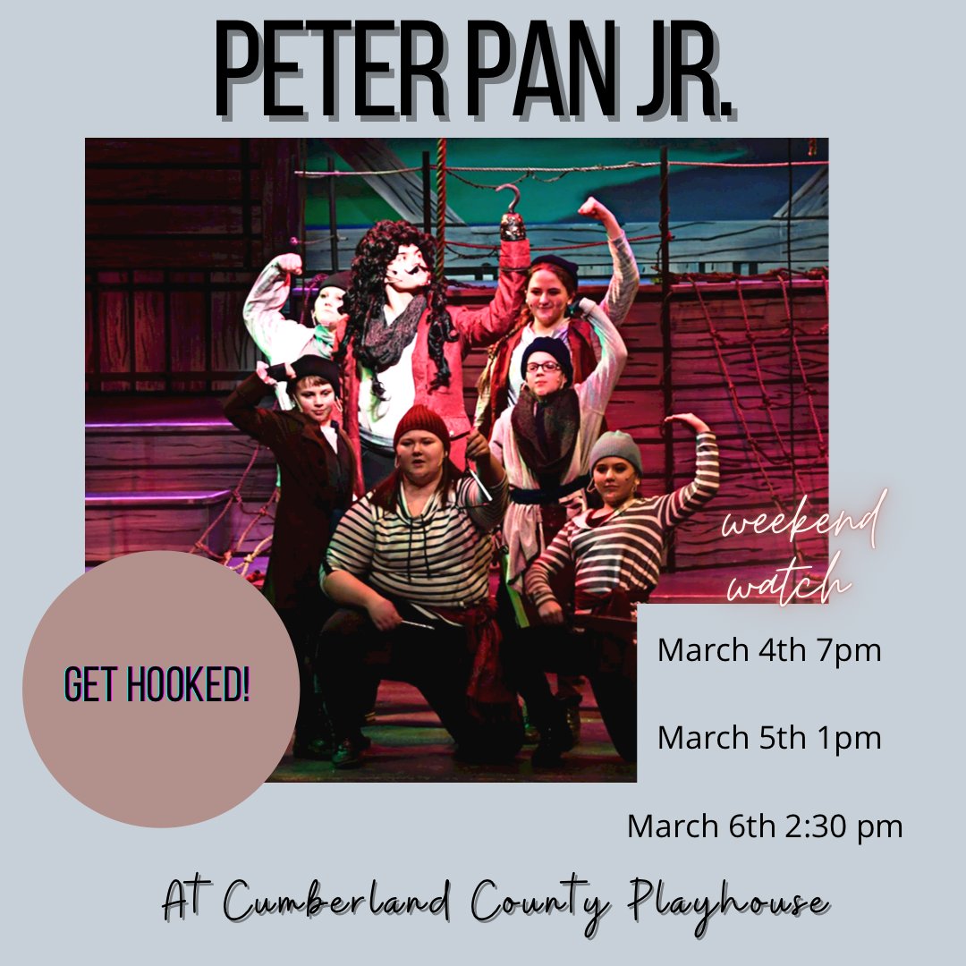 CCPlayhouse's tweet photo. Our villain, Captain Hook, requests your presence at the Playhouse THIS WEEKEND to experience the magic of Peter Pan Jr! 
To purchase tickets, please call the Box Office at 931-484-5000 or click this link to book online:  https://t.co/pP9IzwJLkT https://t.co/NK6pMIOhVh