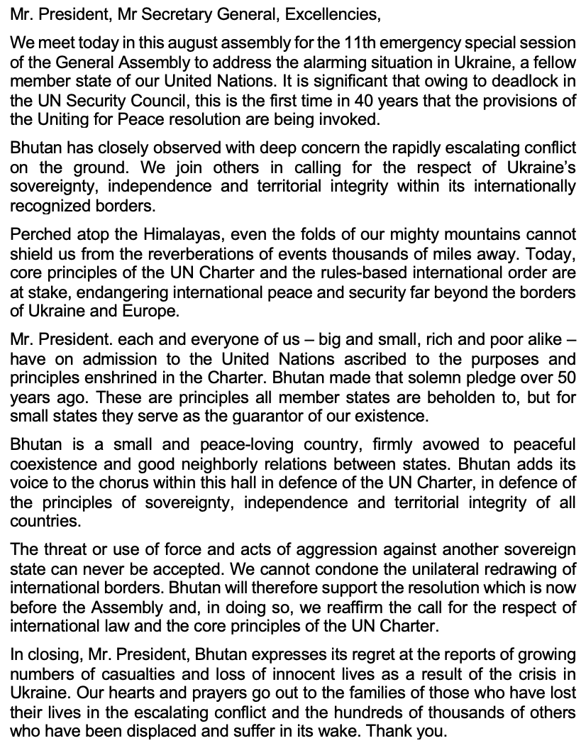 Ucap25's tweet photo. Bhutan to vote in support of UNGA resolution against Russia https://t.co/hATXEvGIuQ