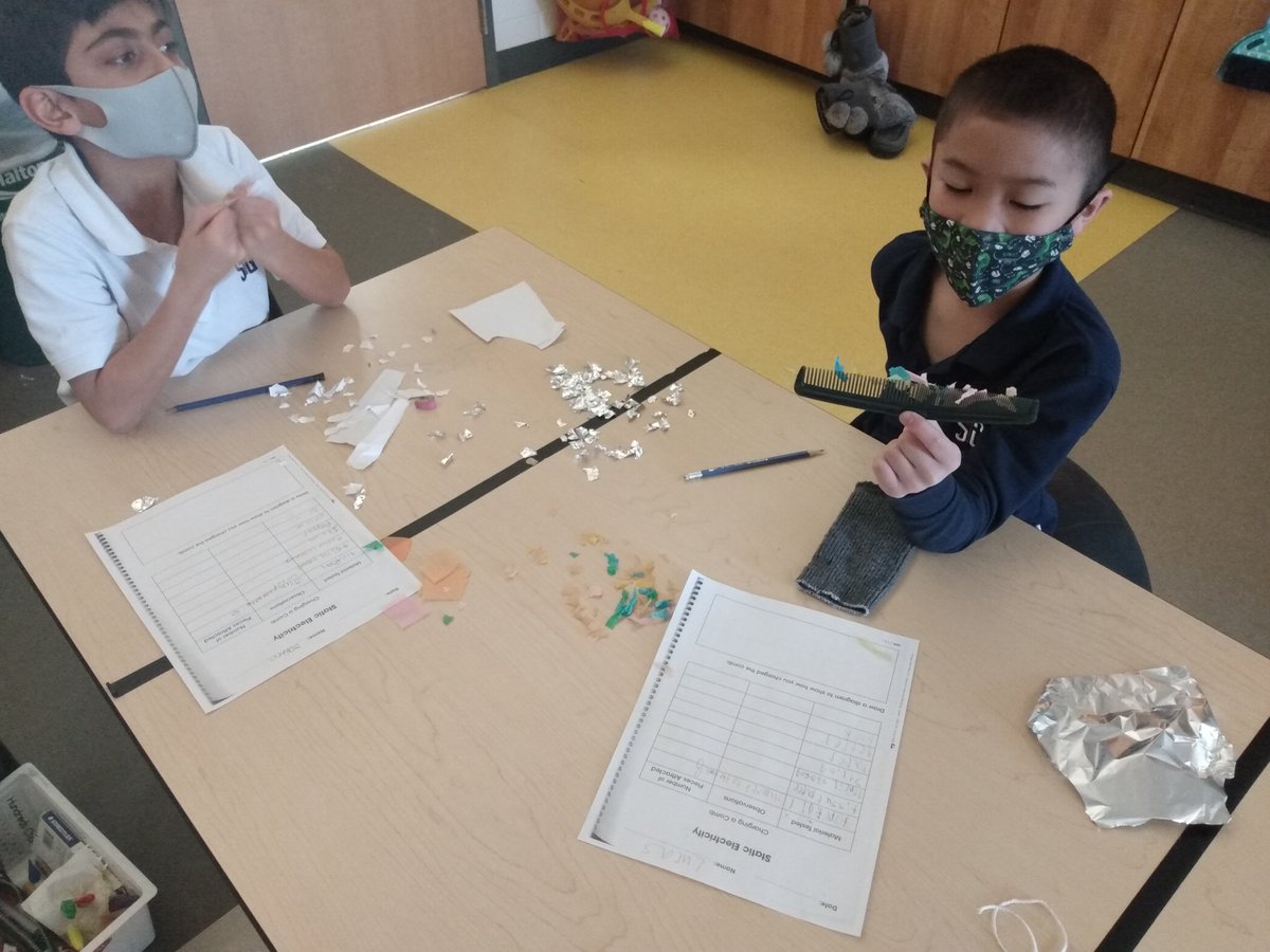 RosinaThompson3's tweet photo. Exploring static electricity. What happens when you charge a comb? 
@StGregoryHCDSB 
#thestgregoryway https://t.co/B5yzgZC6sk