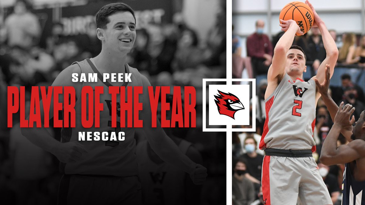 wes_athletics's tweet photo. 🏀 NESCAC ALL-CONFERNCE 🏀

Player of the Year
🏆 Sam Peek '22 - first @wes_mbball player to ever win NESCAC POY

Coach of the Year
🏆 Joe Reilly - first Cardinal coach to earn NESCAC COY

1st Team
🥇 Sam Peek

2nd Team
🥈 Jordan James '22

STORY 🔗 https://t.co/9JX5Wf8mHC https://t.co/D5Jm4mcJuj