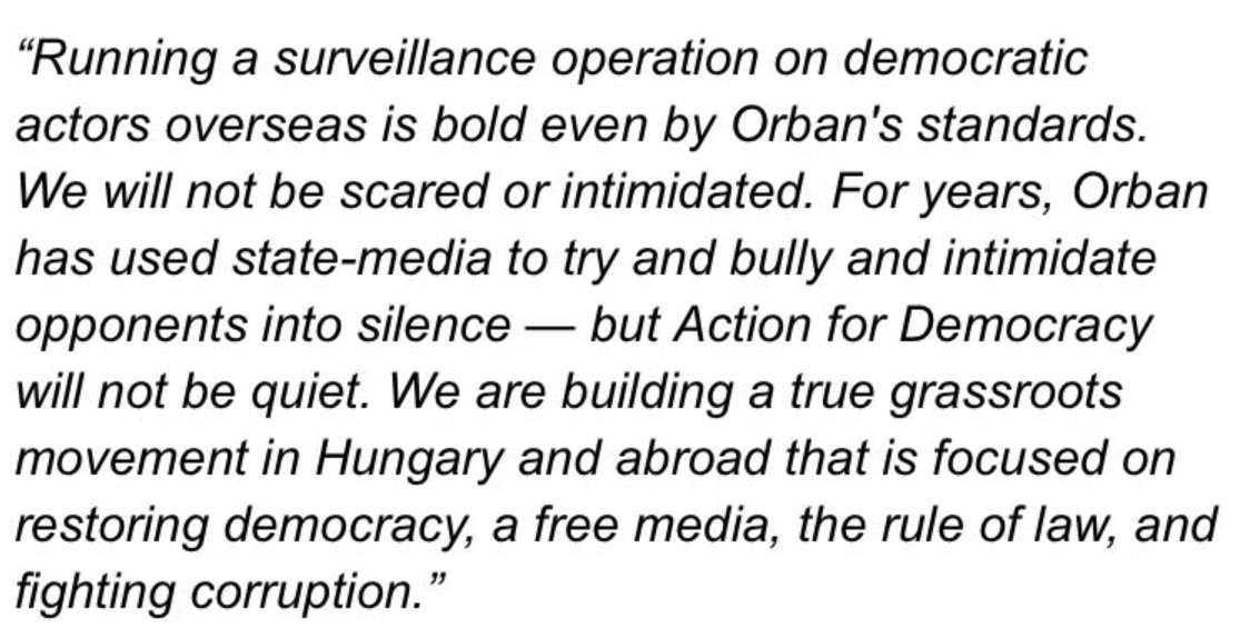 Statement from <a href="/DavidKoranyi/">David Koranyi</a> on Viktor Orban state-media ramping up attacks on <a href="/ActionforDemoc1/">Action for Democracy</a> with New York City surveillance: 

"We will not be scared or intimidated:"