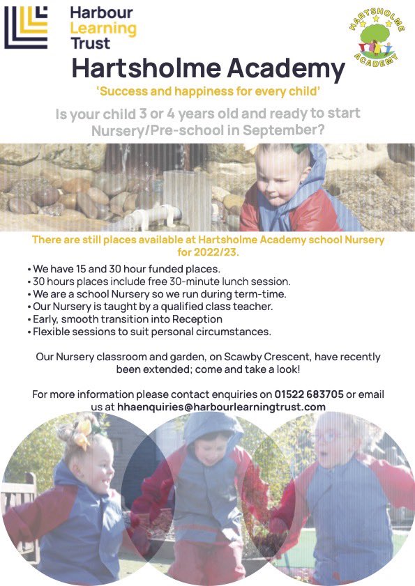 Our school Nursery applications are open for September 2022. This is for children who are 3 years old (the year before they start Reception). We accept children into our school Nursery the term after they turn 3. We are now open to show parents &amp; children around 📞 01522 683705