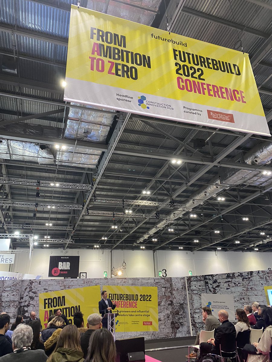 Delighted to see sustainable innovations in the #Futurebuild2022 stage. Bonus of the day Dragon’s Den style talks about innovative products !