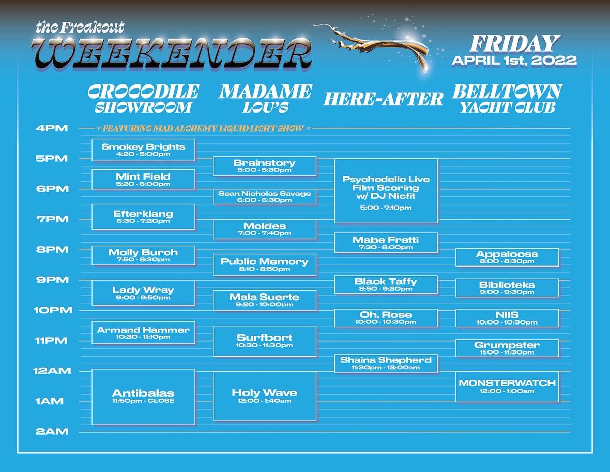 freakoutrecords's tweet photo. JUST ANNOUNCED: THE FREAKOUT WEEKENDER SCHEDULE !!! https://t.co/0FLGLTA7vw