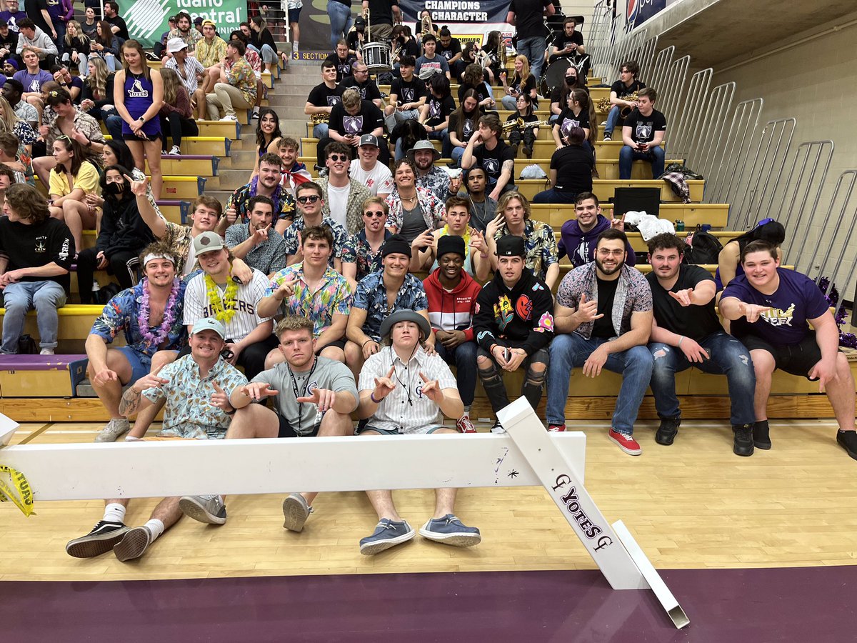 YotesFootball's tweet photo. Yotes Football court side last night to support Men’s Basketball as they won the CCC Tournament! Congratulations Coach Blaine (@Colby_Blaine) and Yotes Basketball (@YotesHoops) https://t.co/QPr7kwhF1A