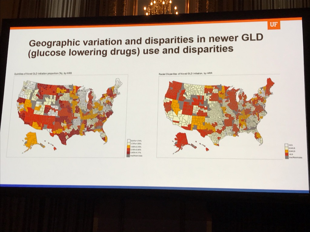 ‼️ racial and geographic disparities in SGLT2i + GLP1Ra use [⚪️=higher disparities]. Contextual + individual factors associated with ⬇️ use differs by race in OneFlorida+ - Jingchuan Guo @uflorida #EPILifestyle22 #JAHAMeetingReport #AHAJournals #HealthEquity #SDOH @AHAScience
