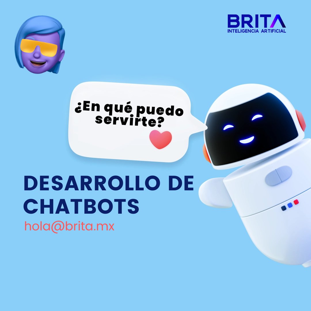 brita_ia's tweet photo. Mejora la atención al cliente y la experiencia de usuario con un Chatbot. 🤖🚀

Nosotros te ayudamos 👉🏻 hola@brita.mx

#chatbot #atencionalcliente #experienciadelcliente #experienciadeusuario #experienciadecliente #marketingdigital #diseodesoftware https://t.co/zCILRTsKEh