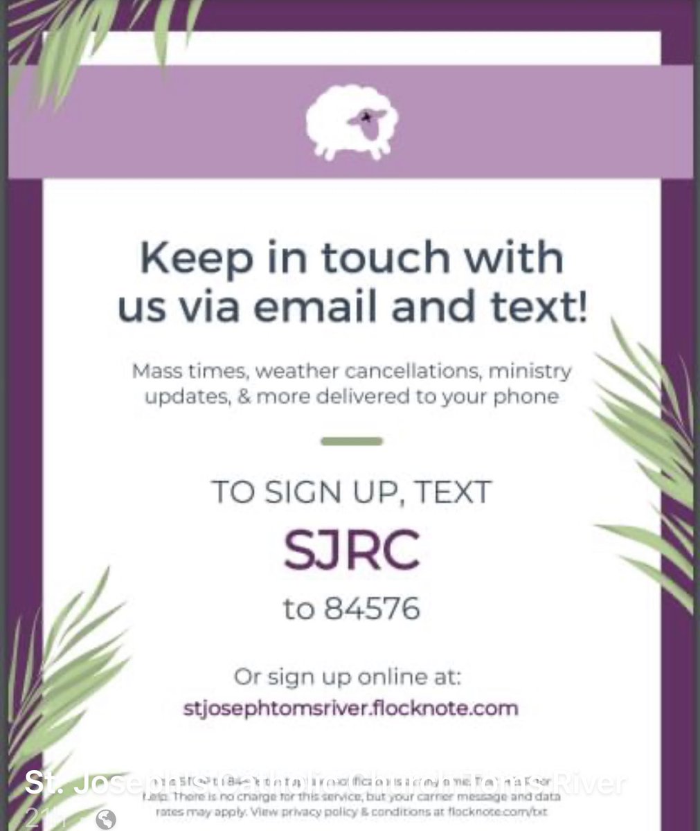 Stay in touch with the happenings around St. Joseph’s Parish.  Join our Flocknote