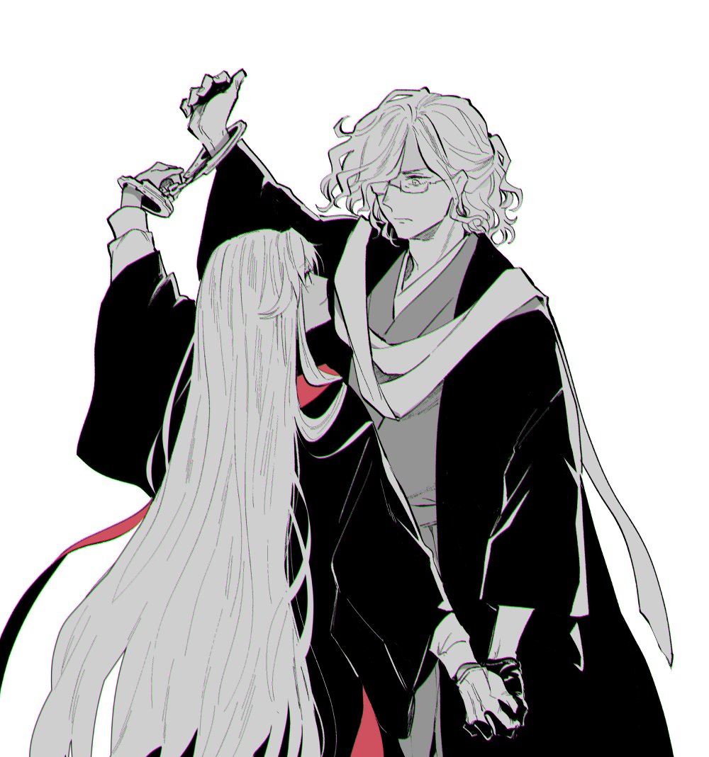long hair dancing handcuffs glasses looking at another scarf gloves  illustration images