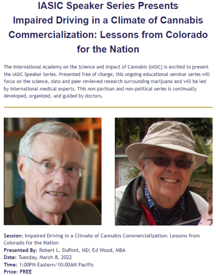 BobbySmyth4's tweet photo. Cannabis, impaired driving, road deaths and legalization

@IASIC3  Speaker Series Presents
Impaired Driving in a Climate of Cannabis Commercialization: Lessons from Colorado for the Nation

Free lecture - book at https://t.co/jGhpFrAX83 https://t.co/tuJ1FUfvCP