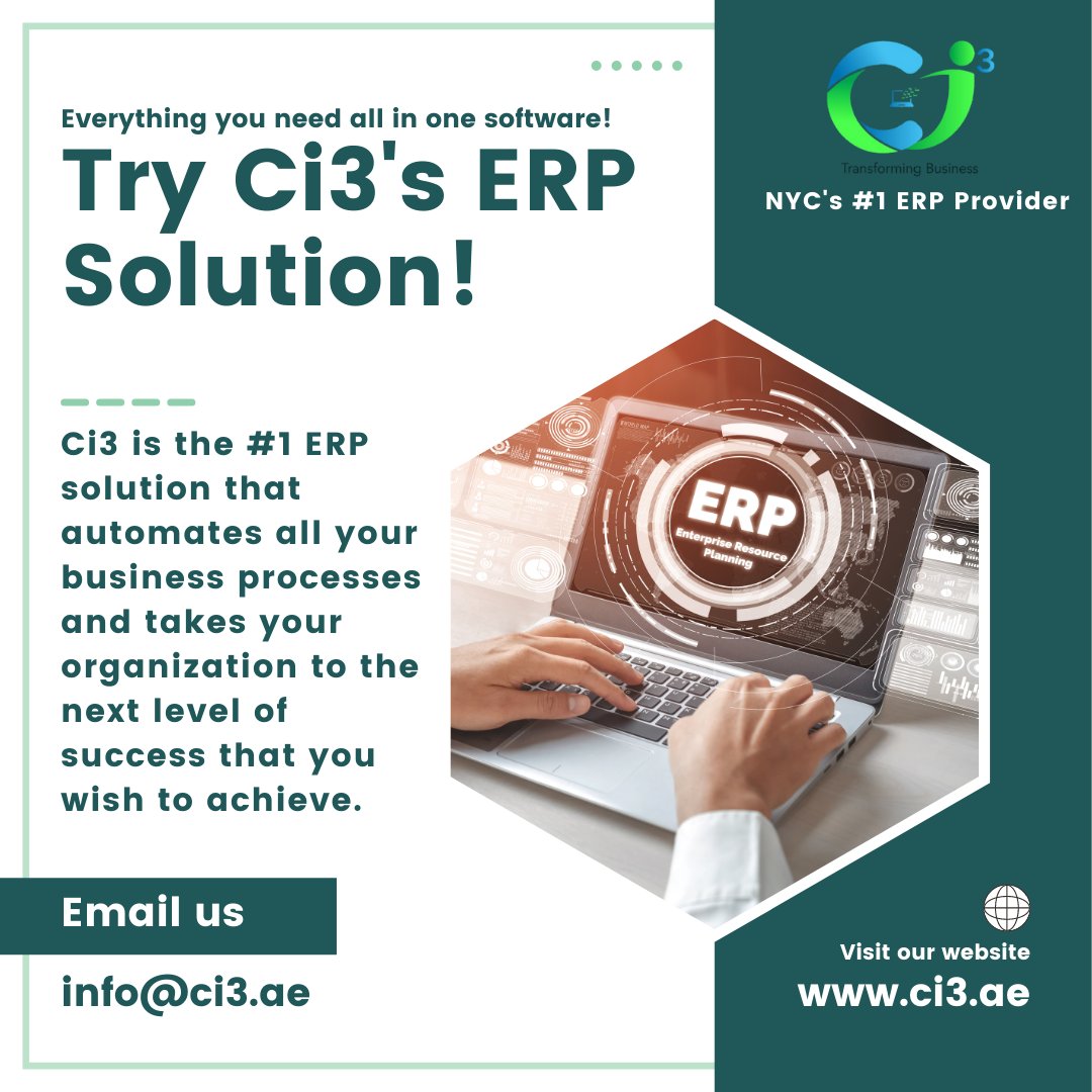 ci3software's tweet photo. Unlock your business potential through our Unified ERP Solution designed for Human Resources, Finance, Inventory, Sales, Clinic Management, and more!!  https://t.co/XhgHCsyso5

#clinicmanagement #humanresourcemanagement #financialmanagement #salesmanagement #inventorymanagement https://t.co/BZ9JU0Dvz0