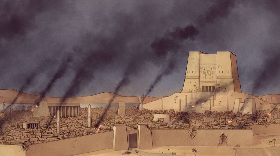 The god and his army once again captured a rebel town.