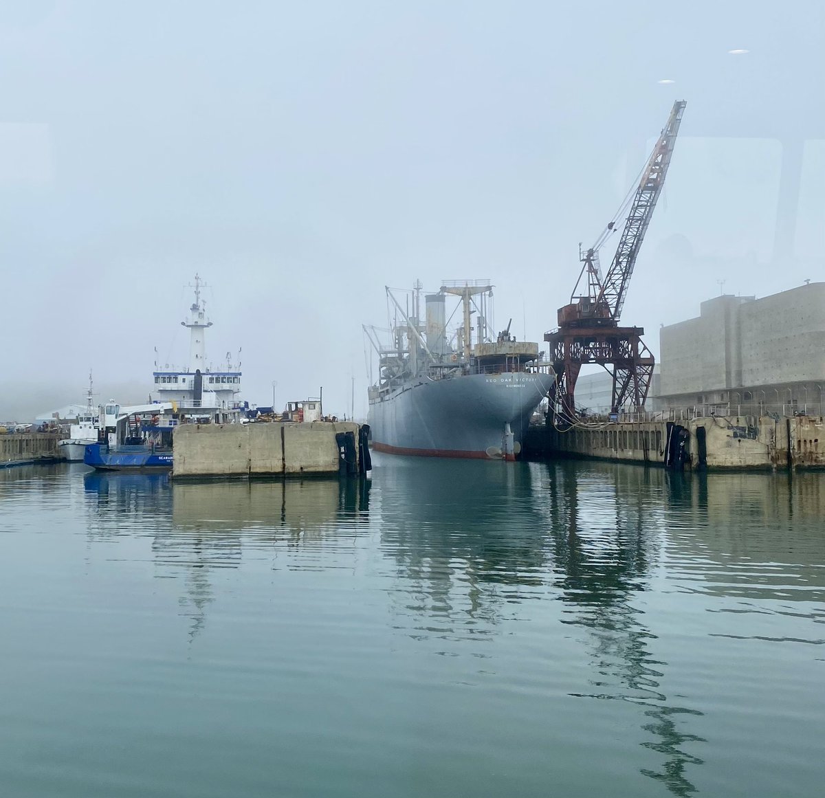 LauraFreeze's tweet photo. Another reason I have the best #commute: the @SFBayFerry passes by unique historic sites like the @SSRedOakVictory in #Richmond. One of 100s of “victory” ships built in the waning days of WW2 &amp; meant to only last a short time, it’s survived 75+ yrs &amp; is now a museum. https://t.co/ITCNhXOhGY