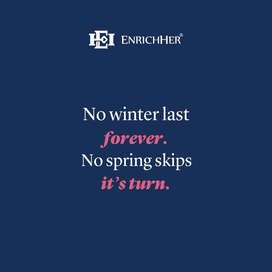 The spring will come with its prettiest blooms of hope and mesmerizing melodies of happiness, bringing back the colors of hope. Keep moving forward, perseverance conquers all! Happy Wednesday. #wellnesswednesdays #hope #keepmoving #dontgiveup #community #enrichHER