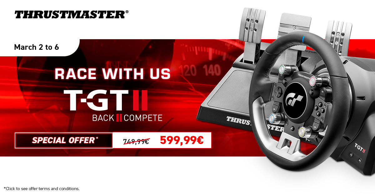 ❗ SPECIAL OFFER ❗

Join the race with this special deal on the T-GT II !

Available until March 6

Shop now👉 shop.thrustmaster.com/en_ie/t-gtii.h…