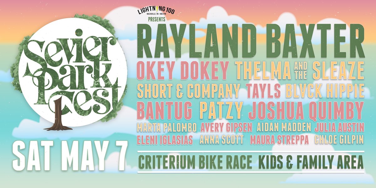 💥 Here it is! 💥 <a href="/Lightning100/">Lightning 100</a> presents <a href="/RaylandisHere/">raylandishere</a>!! w/ performances by <a href="/okeydokeyband/">Okey Dokey</a> 
<a href="/ThelmaandtheSle/">thelmaandthesleaze</a> 
<a href="/ShortandCompany/">Short & Company</a> 
<a href="/thisistayls/">Tayls</a> 
<a href="/blvckhippie901/">Josh Shaw They/Them</a> 
<a href="/bantugmusic/">mandi less is more</a> 
<a href="/patzymusic/">Patzy</a> 
+ more at #SevierParkFest!🌳🎶
🎟️🎟️tickets at sevierparkfest.com/tickets