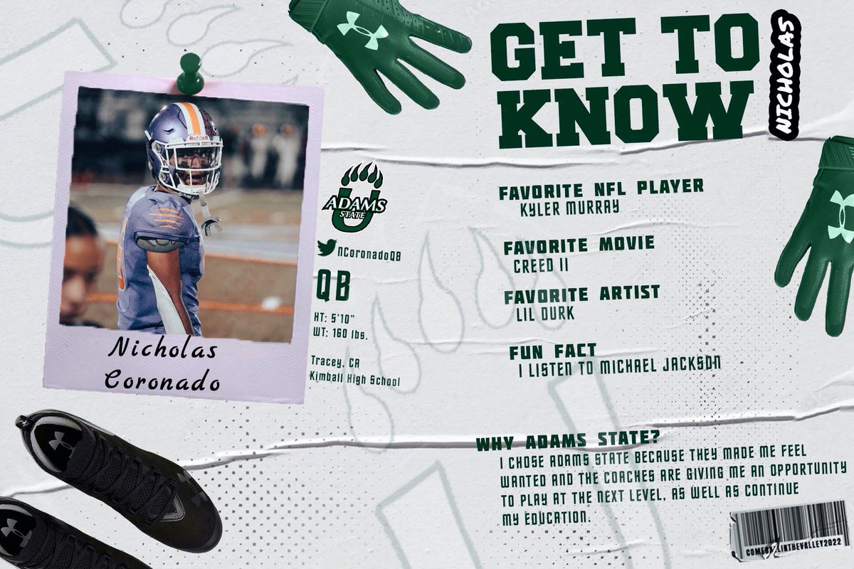 All in from Northern CA, Grizz Nation lets give a huge welcome to the family to <a href="/NCoronadoQB/">Nicholas Coronado</a>. We are excited to get this playmaker to Alamosa. 

#ComeBallInTheValley