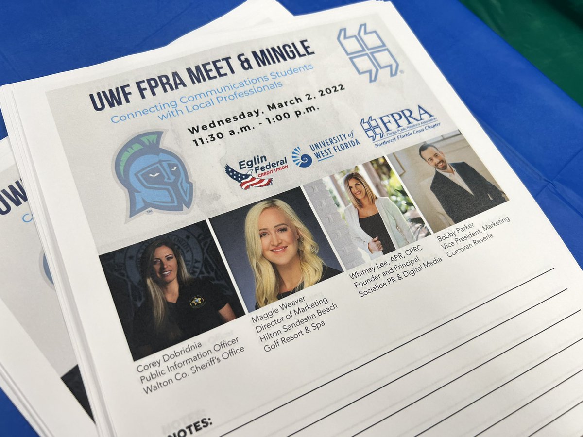 fpranwfl's tweet photo. Excited to meet with @UWF communications students for a Meet and Mingle with some of our @fpranwfl board of directors!

Thank you Eglin Federal Credit Union for sponsoring! 

#transformFPRA https://t.co/sjaB1JFsFb