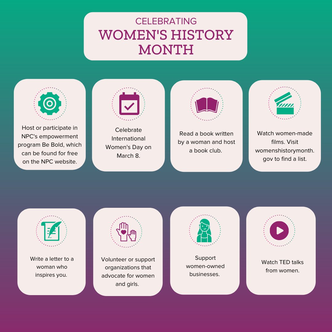 NPCWomen's tweet image. March is Women&apos;s History Month and we have a few ideas on how you, your chapter or your Panhellenic association can celebrate! #WomensHistoryMonth