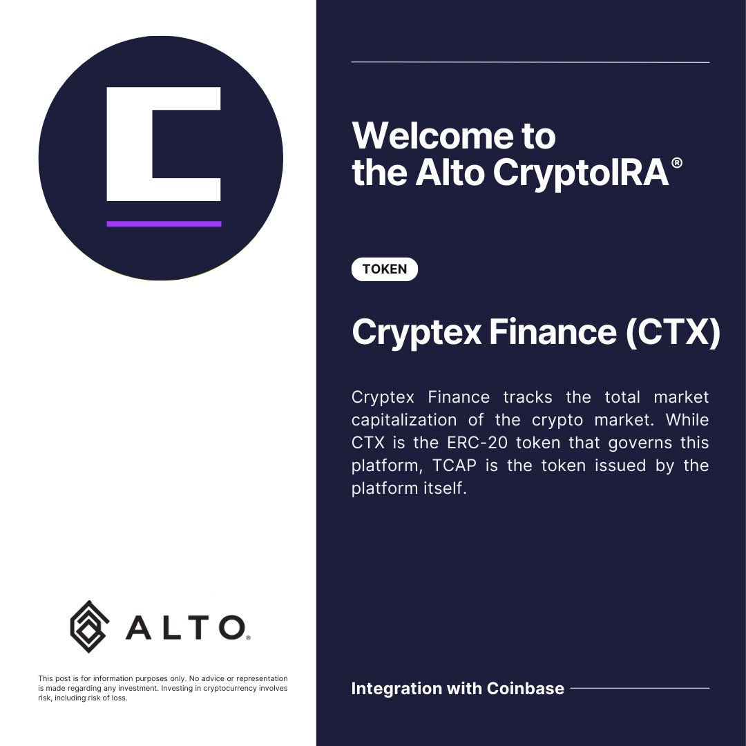 InvestWithAlto's tweet photo. We’ve expanded our coin list once again. Check out @CryptexFinance and sign up today to begin trading. All you need is $10! https://t.co/5szrv3Wsha

#crypto #IRA $CTX https://t.co/veuYyDLtIj