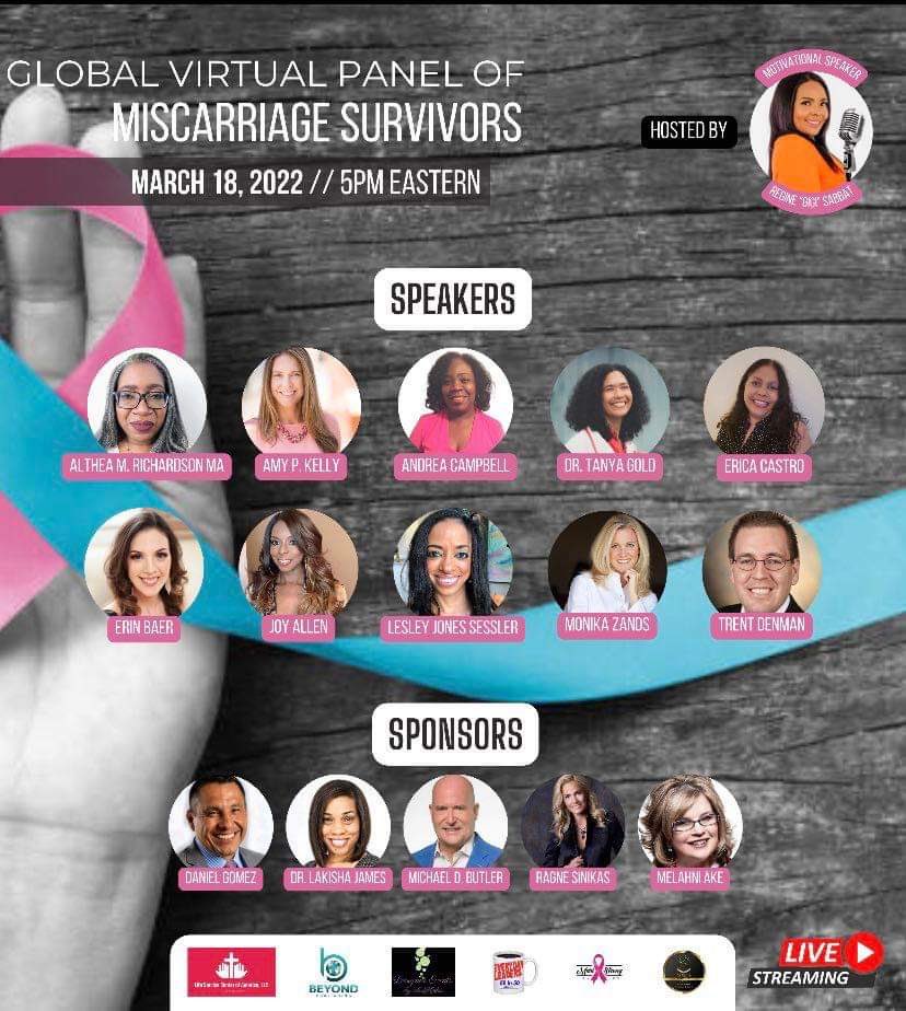 Join us for 'The Global Virtual Panel of Miscarriage Survivors,” an online educational event. March 18, 2022 5PM Eastern To register, click the link! fb.me/e/YBoycqtx