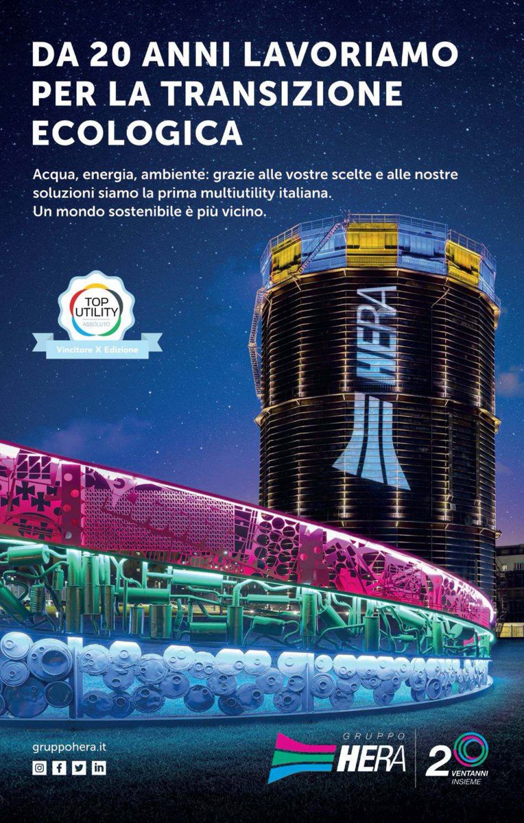 GruppoHera's tweet photo. Lavoriamo ogni giorno per un futuro più #sostenibile. 20 anni di investimenti e attenzione alle persone ci hanno reso la prima multiutility italiana: un riconoscimento che ci conferma che siamo sulla strada giusta 👇
https://t.co/tIASrFLo1d

#20anninsieme #GruppoHera #TopUtility https://t.co/RrQ6HY7X7l