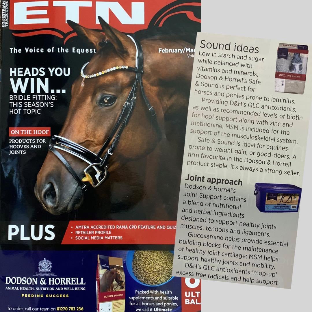 . @DodsonHorrell features in one of the leading equine trade magazine’s <a href="/ETN_Magazine/">EquestrianTradeNews</a> hooves, legs and joints product feature.
 
#editorial #productfocus #dodsonhorrell #horsefeed