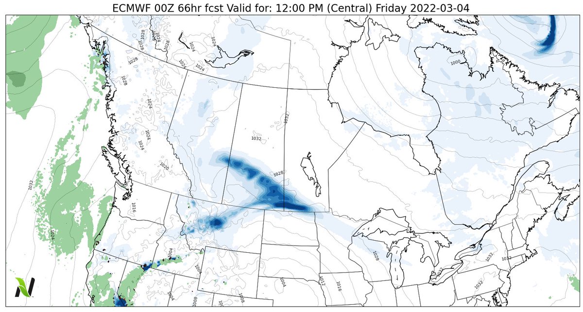 ag_weather's tweet photo. Accumulating snow will make its highly anticipated return to much of southern AB and southwest SK over the next 72 hours. 

Snow emerges across southern AB late tonight, spreading across southern SK and into southwest MB by Friday morning. https://t.co/1TA2Ys9lEp