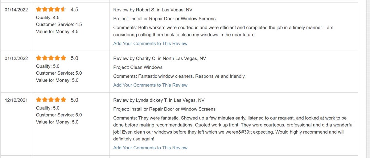 WindowBright1's tweet image. A couple of our most recent reviews on Home Advisor!