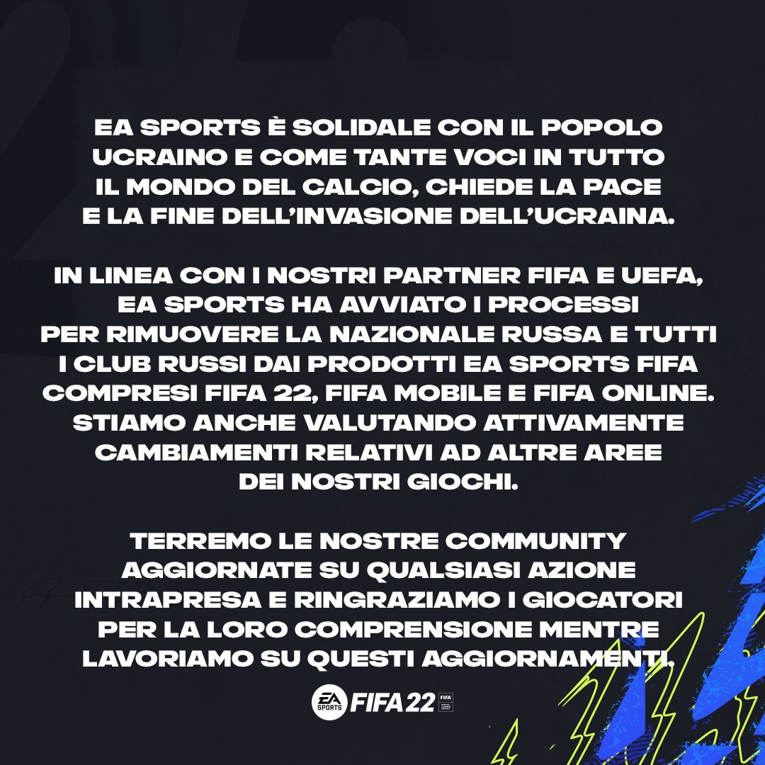EA SPORTS FIFA ITA on Twitter: "Comunicazione ufficiale di EA SPORTS