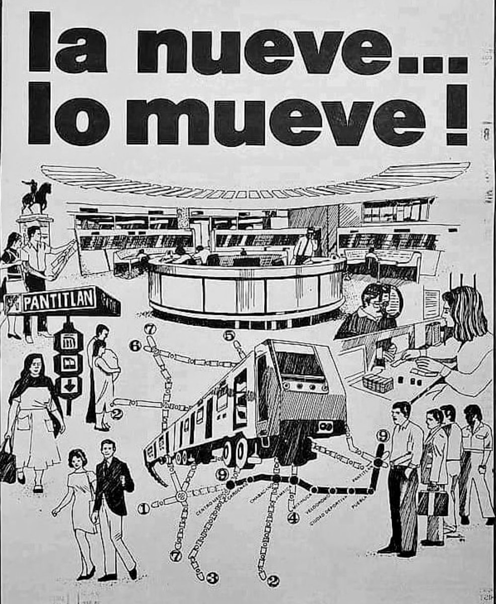 Cuauhtemoc_1521's tweet photo. Interesante poster de la inauguración de la línea 9 del metro en la #CDMX de alrededor de 1987. Esta línea en la actualidad va de Pantitlán a Tacubaya teniendo 12 estaciones y recorriendo alrededor de  13 km! Sin duda, una de las más utilizadas de la ciudad por sus conexiones https://t.co/2tnH00tHdH